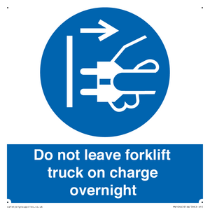 Do not leave forklift truck on charge overnight